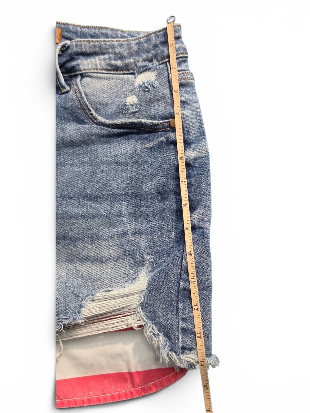 Judy Blue Women’s Distressed Denim Shorts with Flag Pocket Detail - Blue - Picture 10 of 13